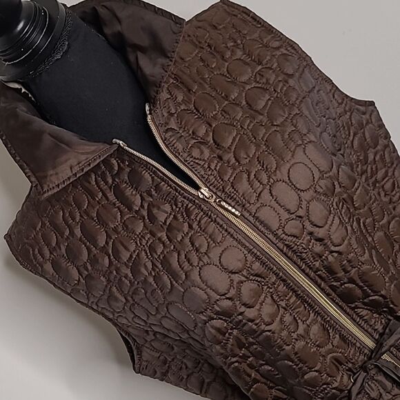 Casual identity  sz M brown zip front drawstring waist vest - Picture 2 of 7